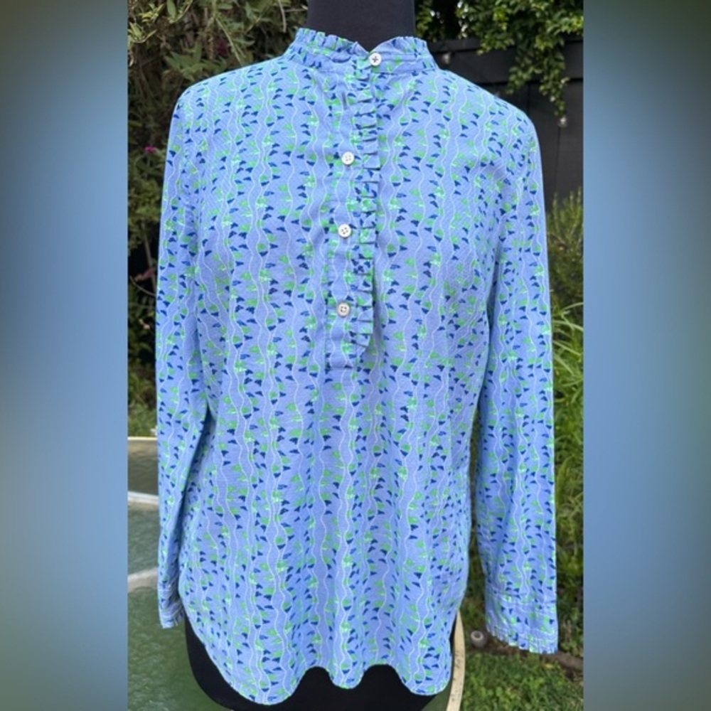 Talbots half button Shirt with ruffle design  - size Small Petite